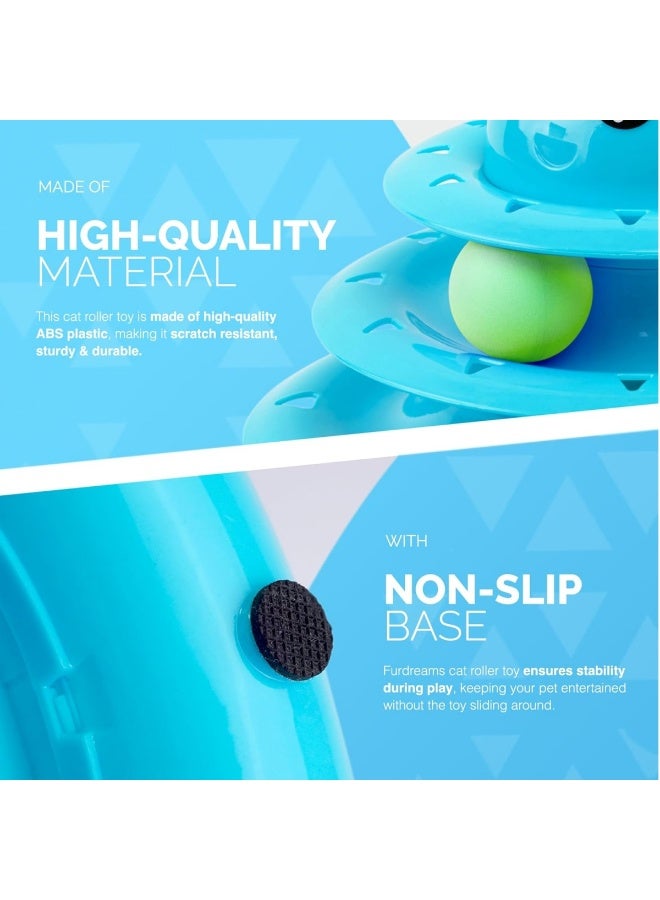 لعبة كرة دوارة تفاعلية للقطط - مسار مرح ثلاثي المستويات مع 3 كرات ملونة | لعبة ألغاز متينة من مادة ABS للقطط للتمرين والتحفيز الذهني - Image 3